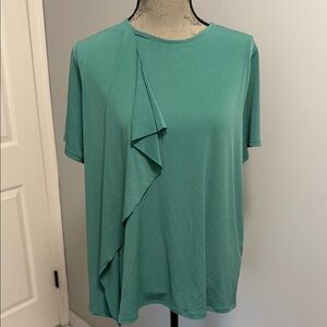 Banana Republic Factory NWT Short Sleeve Emerald Green CrewNeck Draped Top Sz XL
